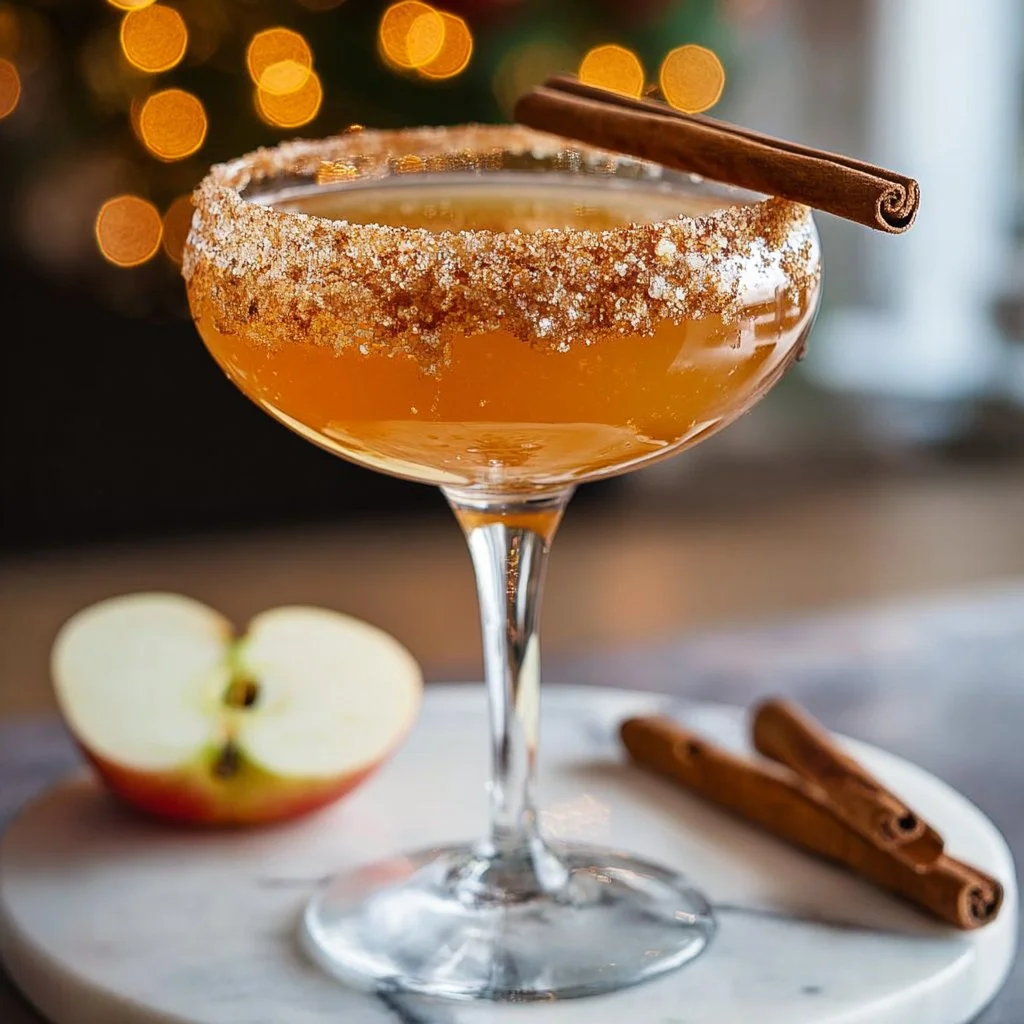 Cinnamon Sugar Martini served in a stylish glass, garnished with cinnamon.