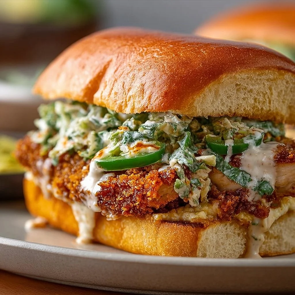 Crispy Cilantro Lime Chicken Sandwich with fresh ingredients and garnish