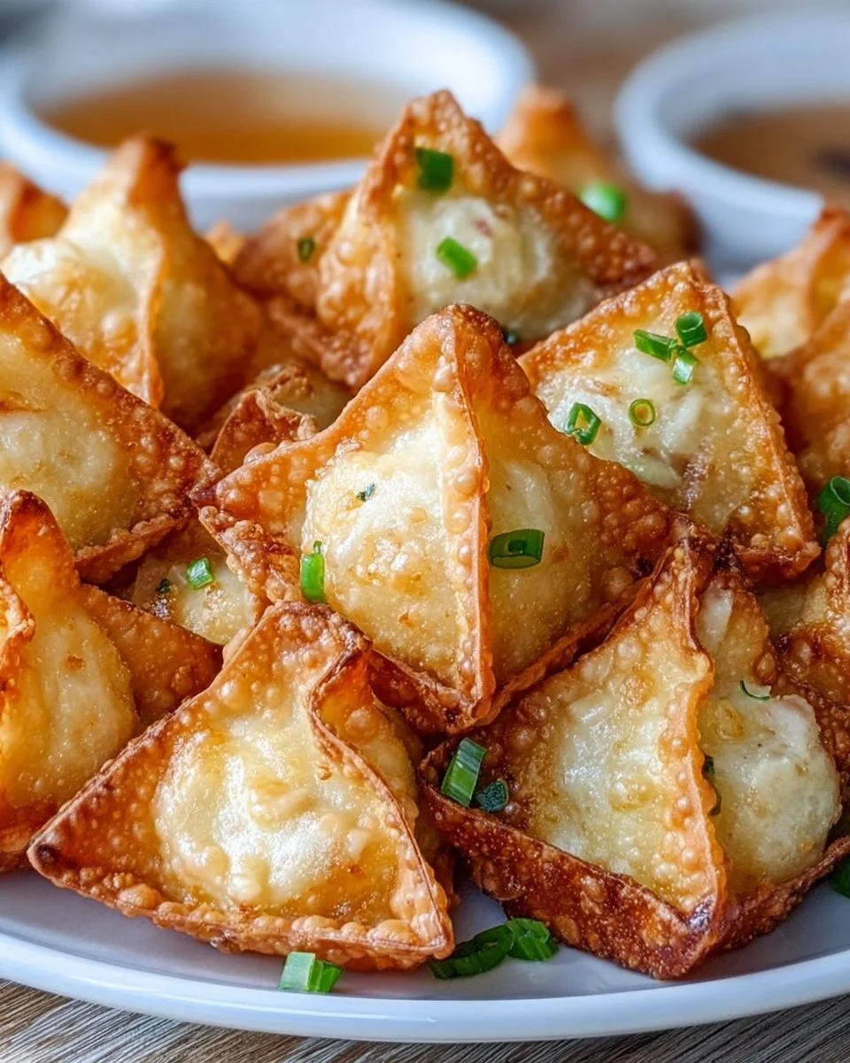 Delicious crispy crab rangoon bites served on a plate
