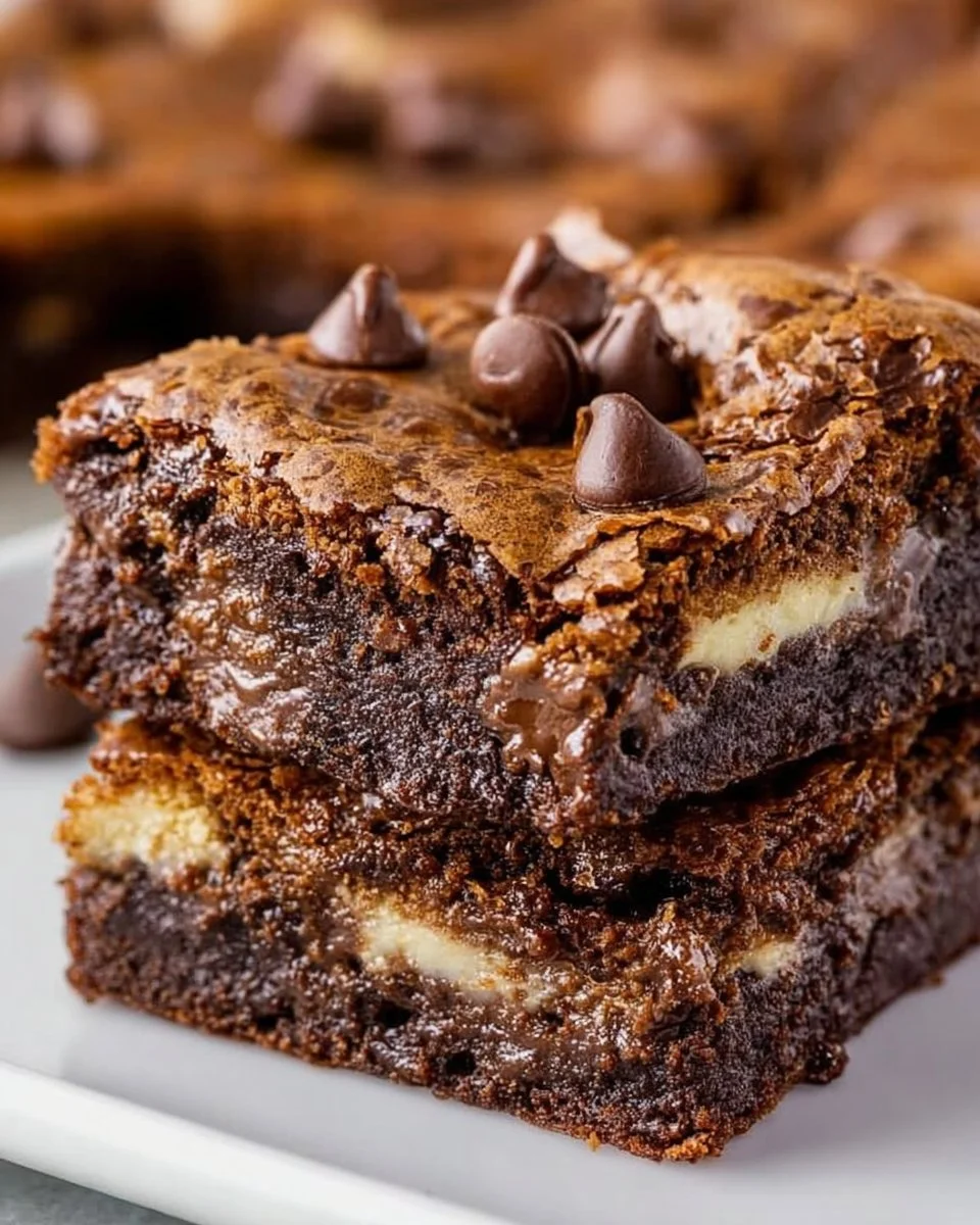 Delicious double chocolate chip cookie bars made with rich chocolate and chunky chips