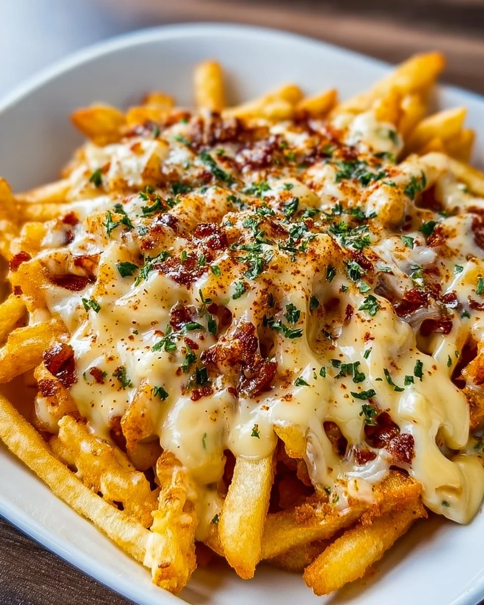 Delicious Louisiana Voodoo Fries topped with cheese and Cajun spices