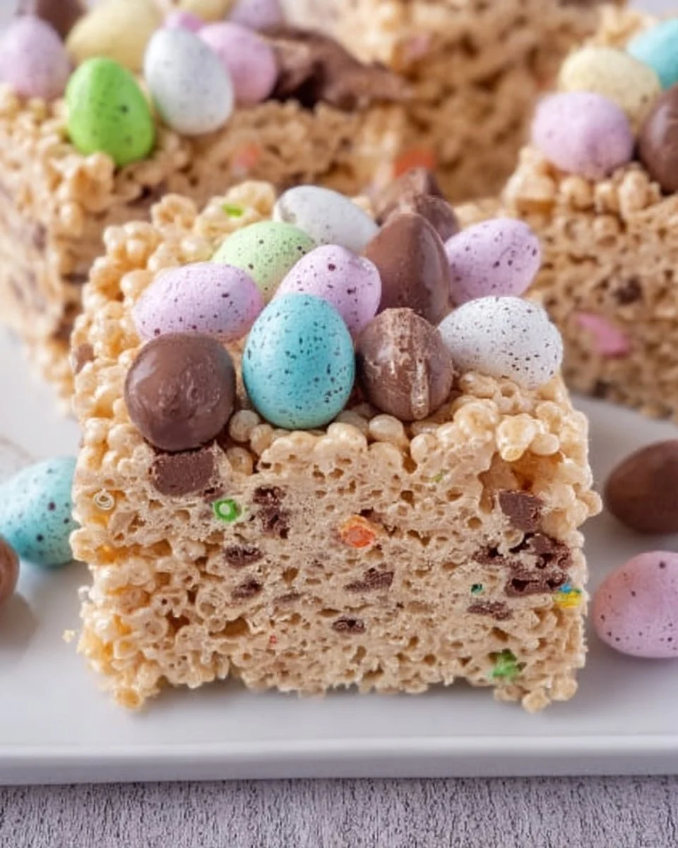 Colorful pastel Rice Krispies Treats stacked on a plate