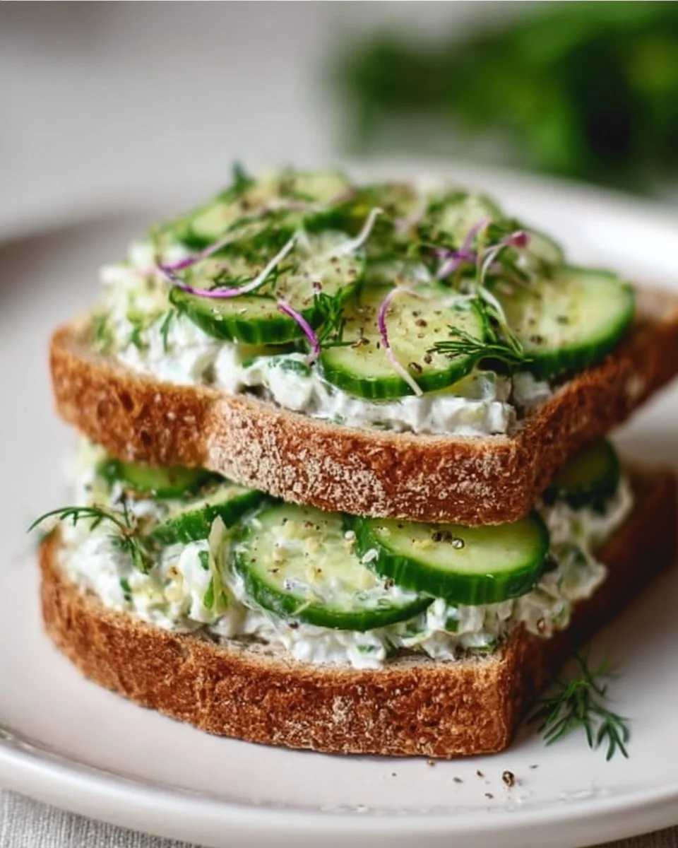 Quick cucumber salad sandwiches with fresh ingredients