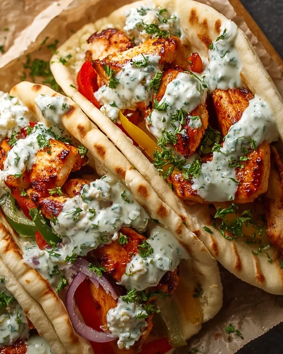 Sheet Pan Chicken Pitas with Herby Ranch served on a plate