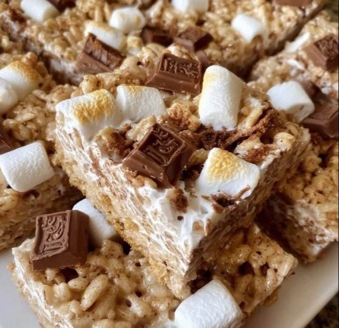 Delicious S'mores Krispie Bars made with marshmallows and chocolate.