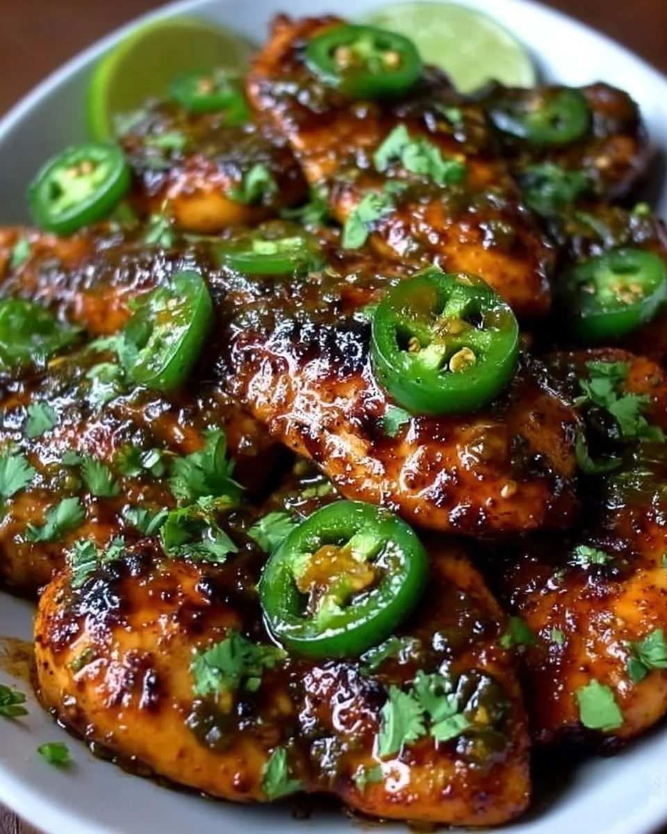 Deliciously spicy jalapeno chicken dish served on a plate.