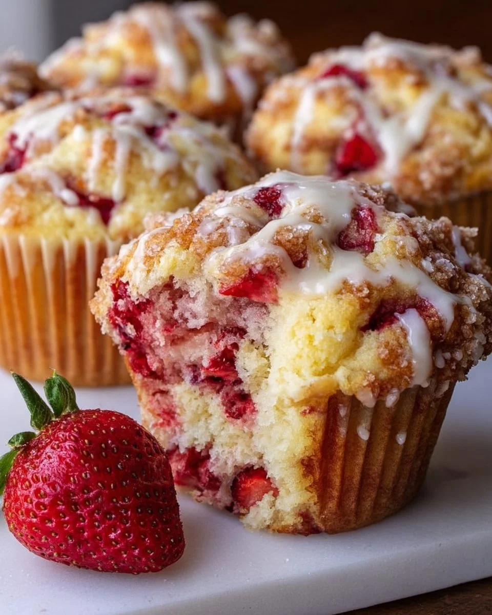 Delicious strawberry cream cheese muffins fresh out of the oven