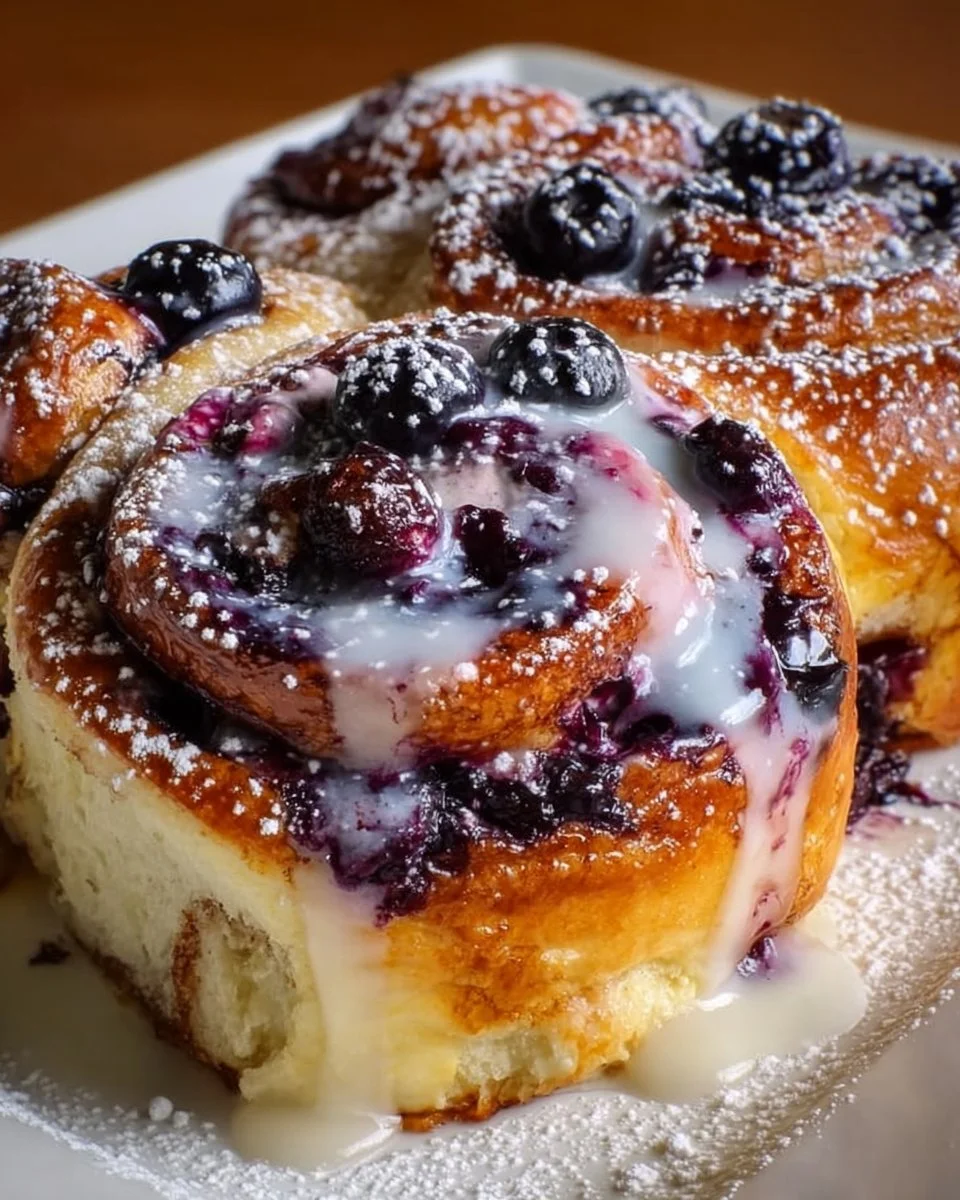 Blueberry sweet cheesecake rolls dessert with creamy filling and fresh blueberries.