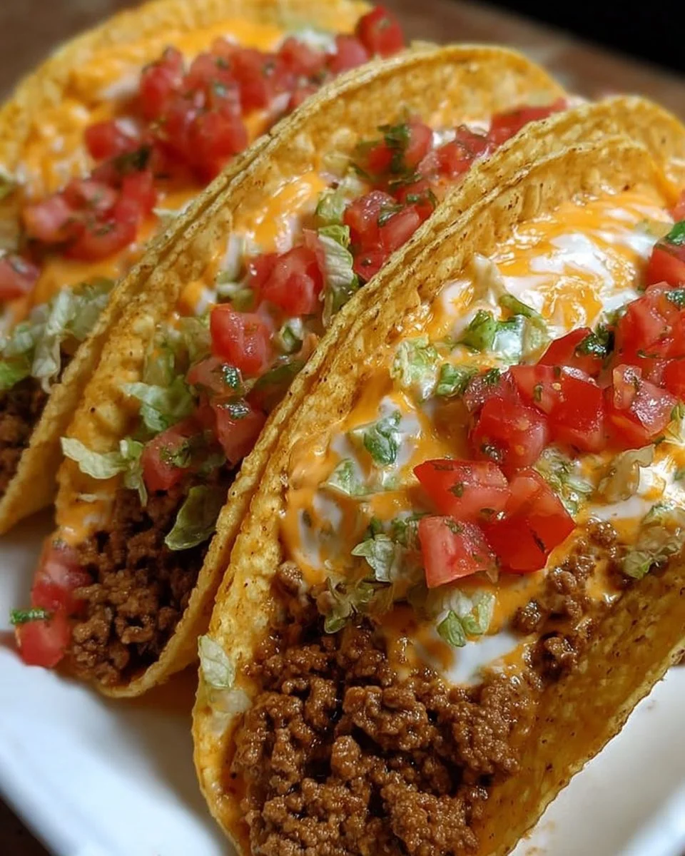 Cheesy Rotel beef soft tortilla tacos served on a plate
