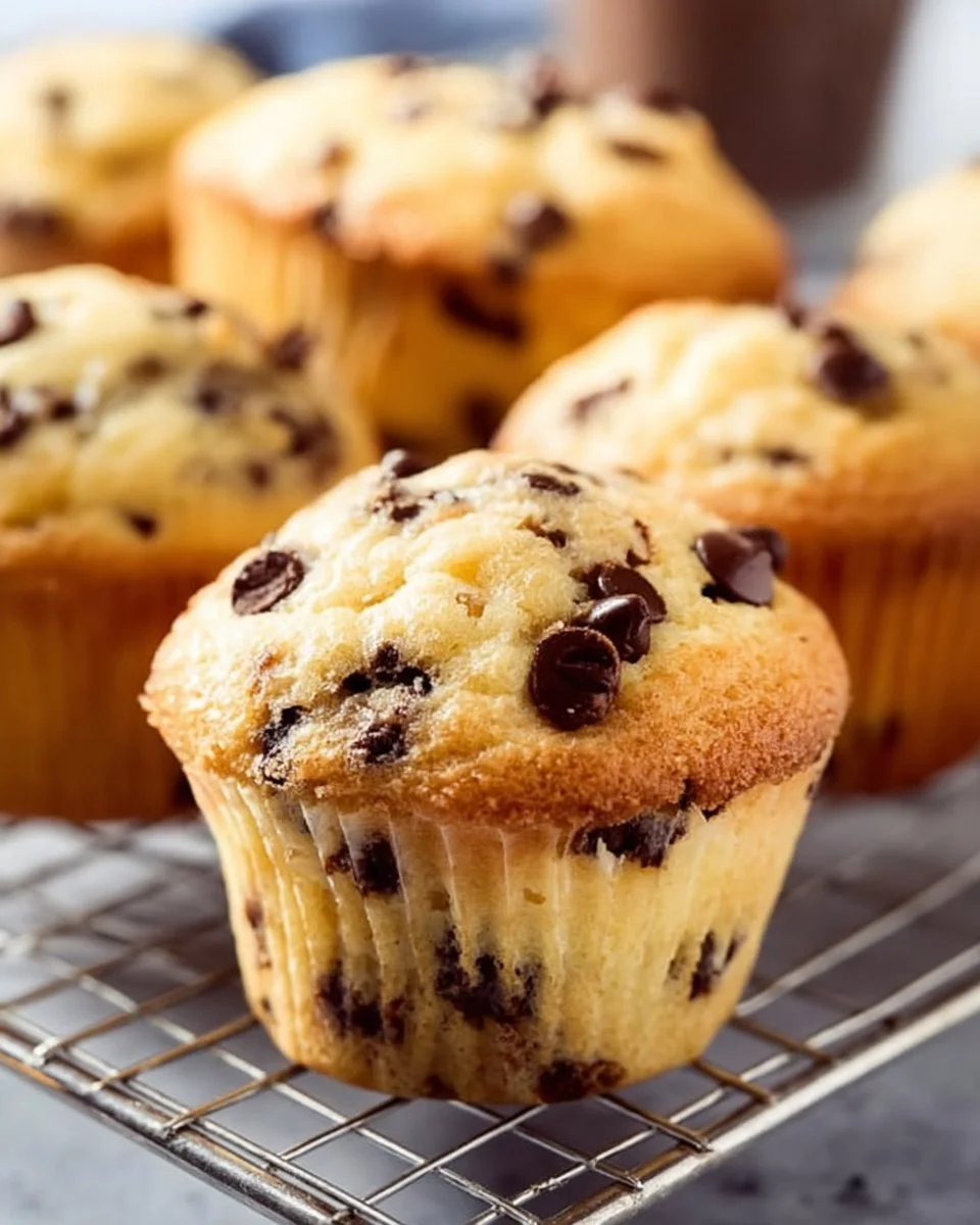 Chocolate chip pancake muffins on a plate, a delicious breakfast idea.