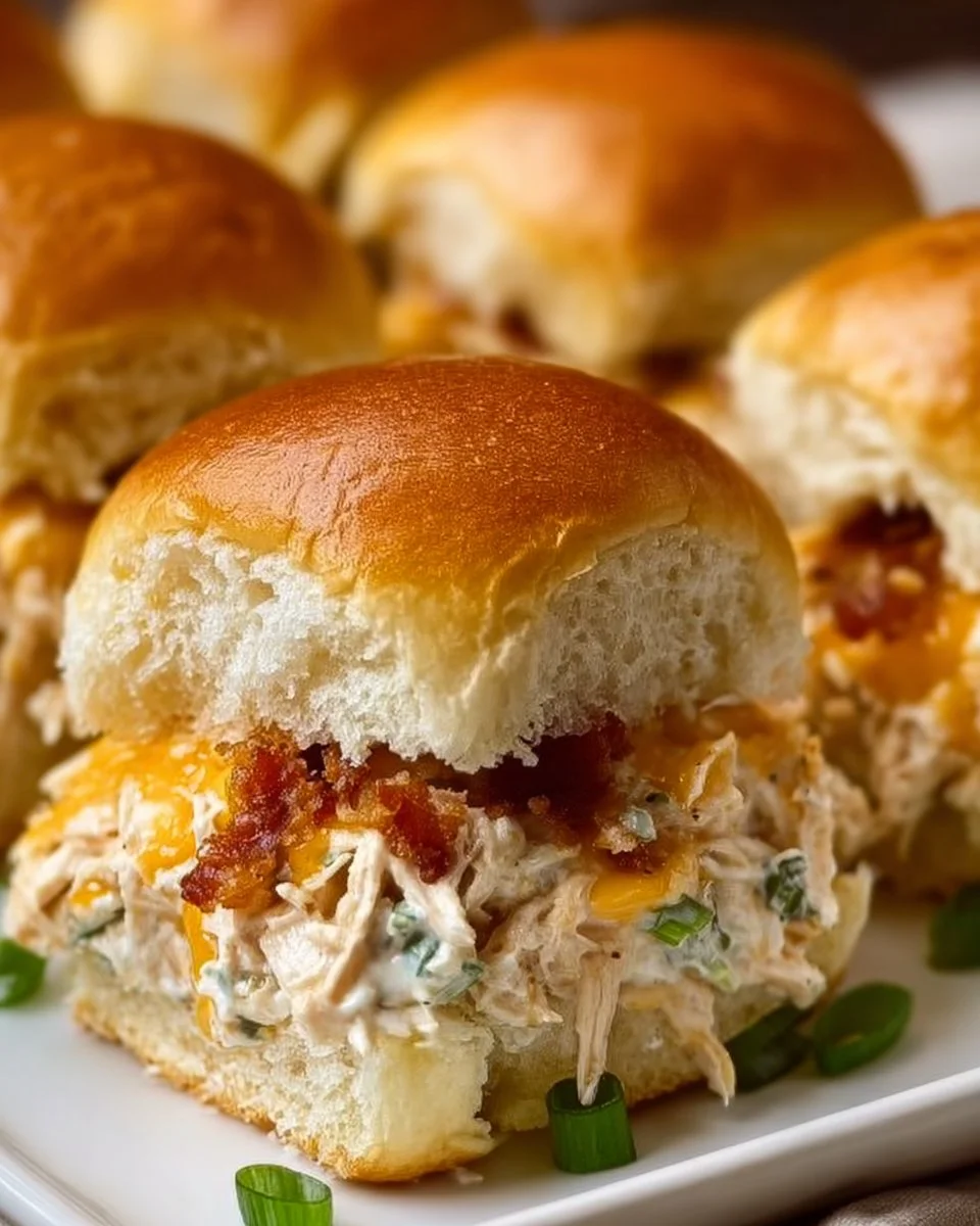 Delicious Crack Chicken Sliders served on a platter with toppings.