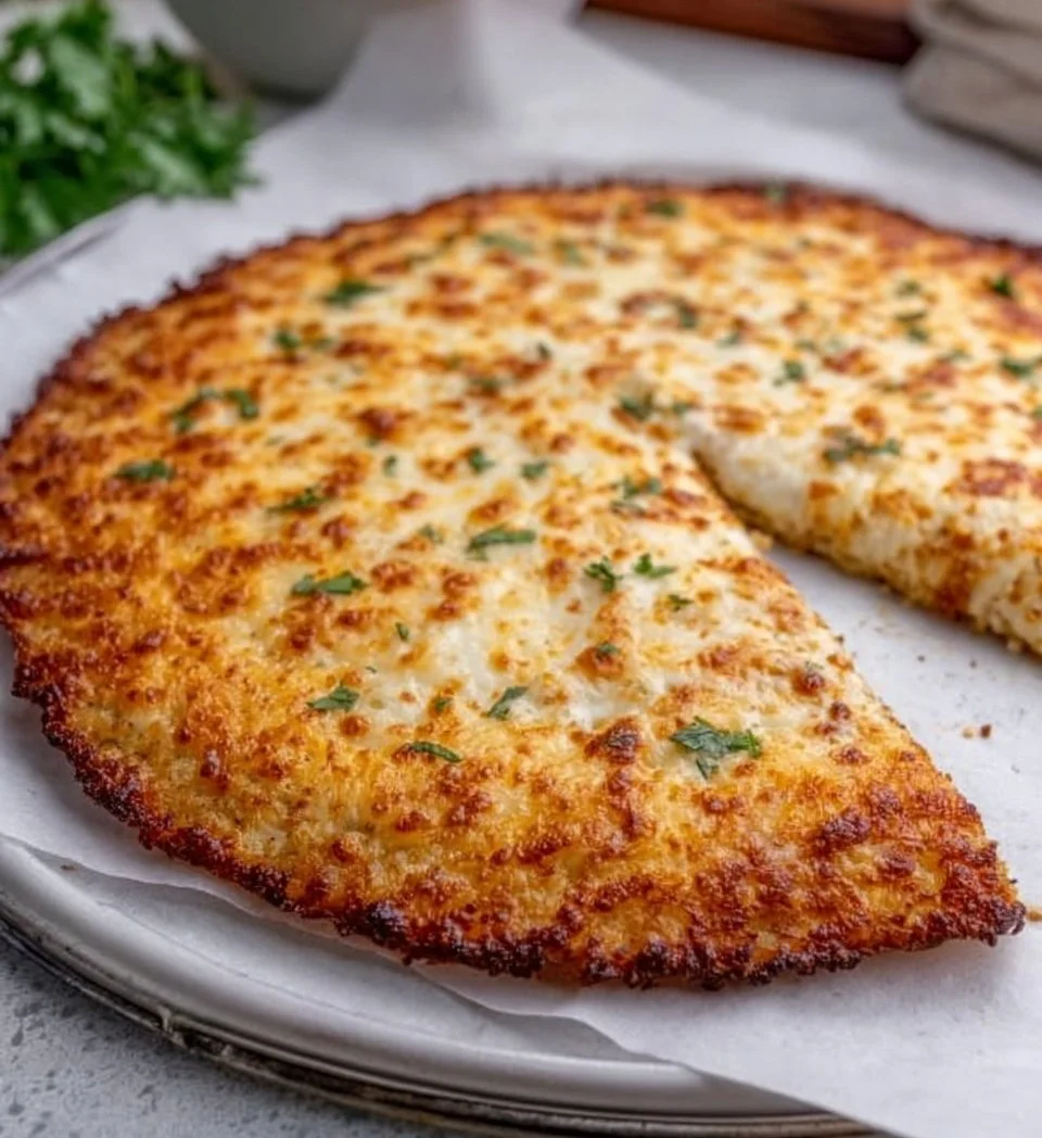 Delicious cottage cheese pizza crust ready to be topped with fresh ingredients