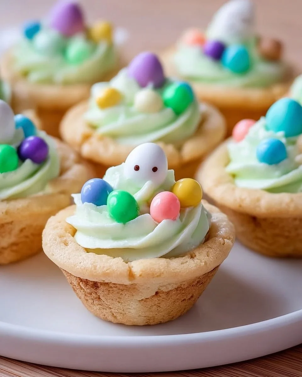 Easter Basket Sugar Cookie Cups with colorful decorations and candies