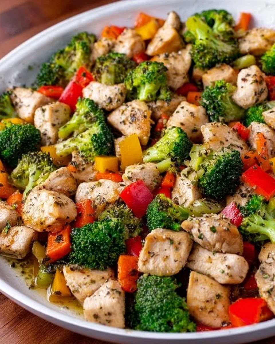 Garlic Butter Chicken served with colorful vegetables in a skillet