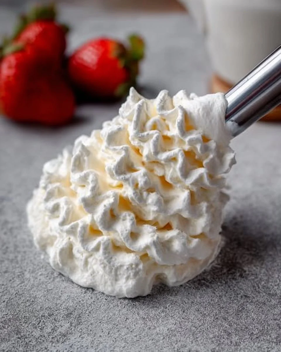 Bowl of homemade whipped cream ready to enhance desserts