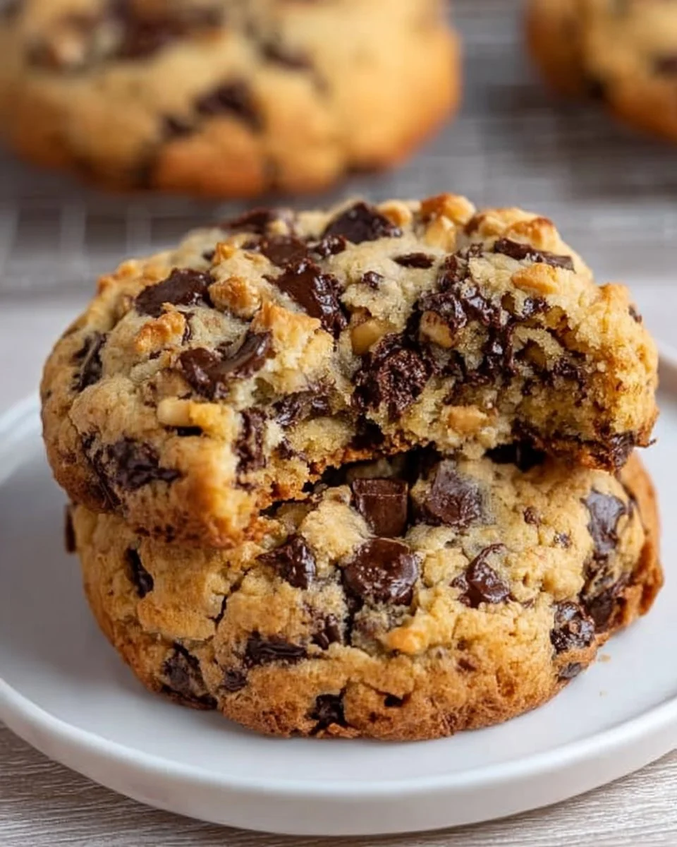 Delicious Levain Bakery copycat chocolate chip walnut cookies on a cooling rack.