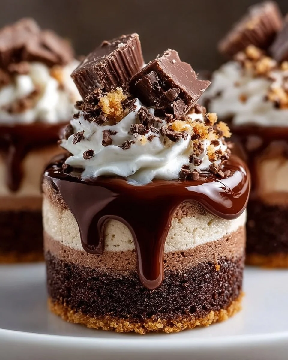 Decadent Nutella cheesecake cupcakes topped with chocolate drizzle