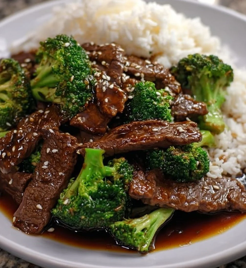 Delicious slow cooker beef and broccoli dish ready to serve