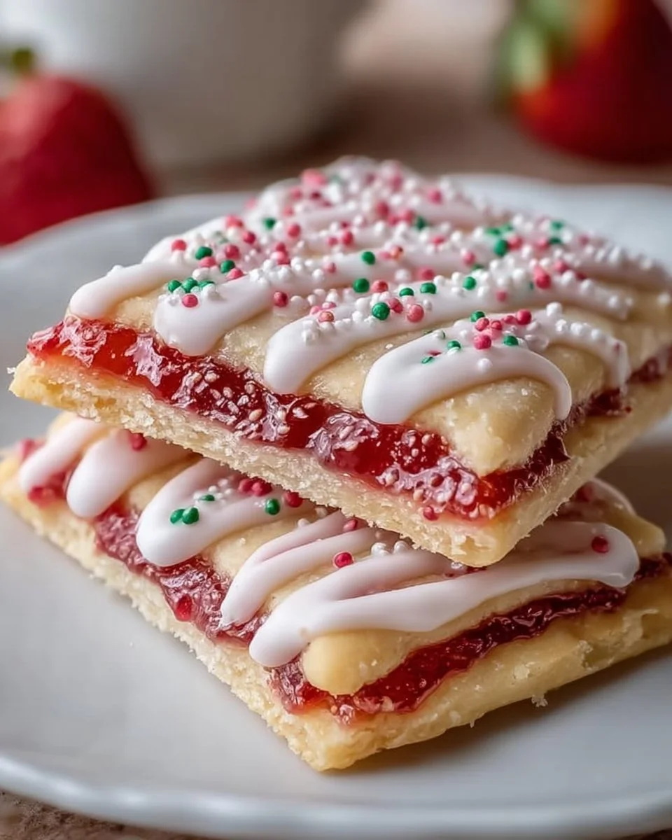 Delicious strawberry pop tart sugar cookies displayed on a plate