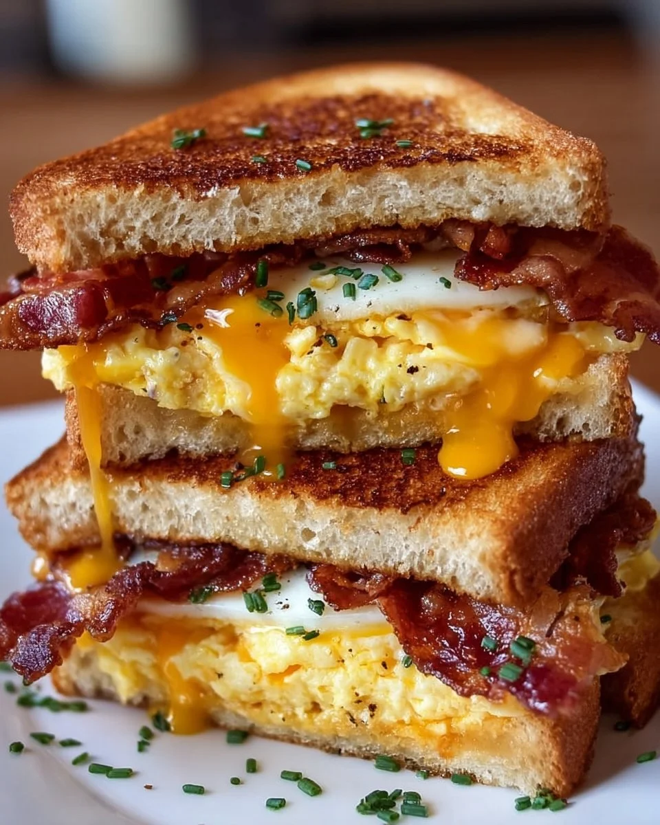 Ultimate Breakfast Grilled Cheese with crispy bread and melty cheese