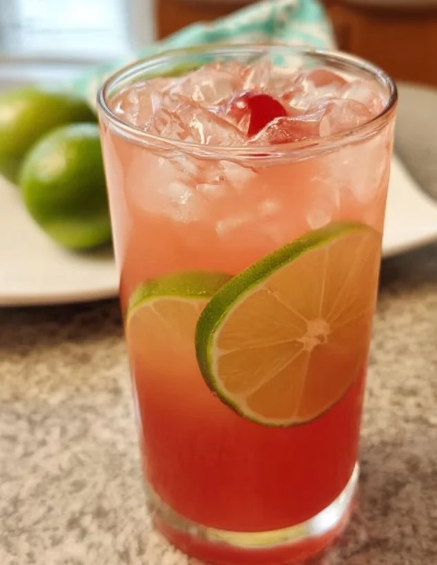 A refreshing Sea Breeze Cocktail Punch served in a glass with fruit garnishes