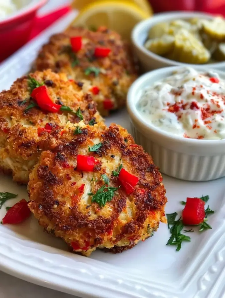Delicious homemade crab cakes served with tartar sauce