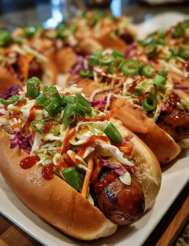Firecracker Hot Dogs topped with spicy ingredients on a barbecue grill.