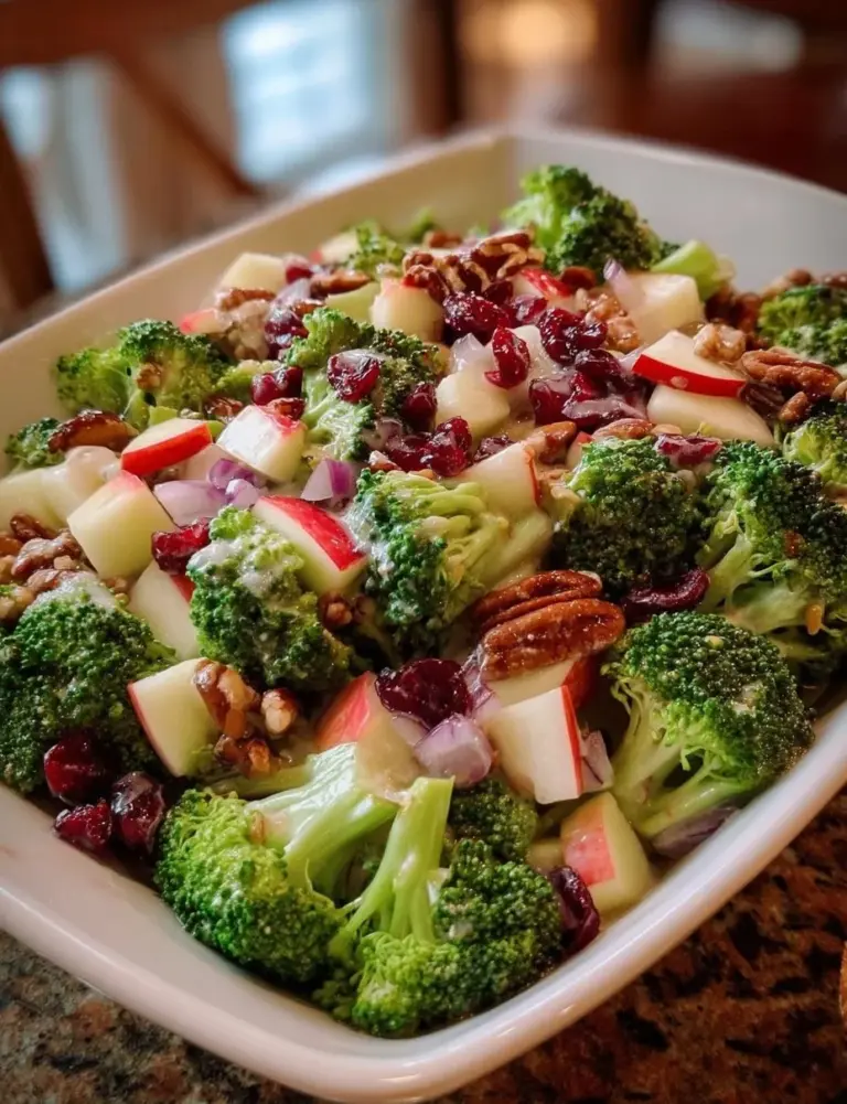 Honeycrisp Apple Cranberry Broccoli Salad with vibrant ingredients