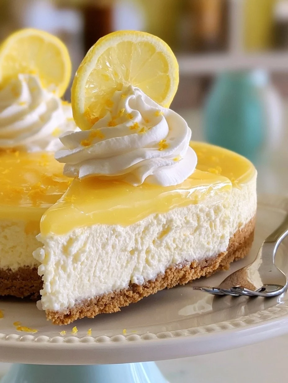 Delicious no-bake lemon cheesecake slice with a garnish of lemon zest.