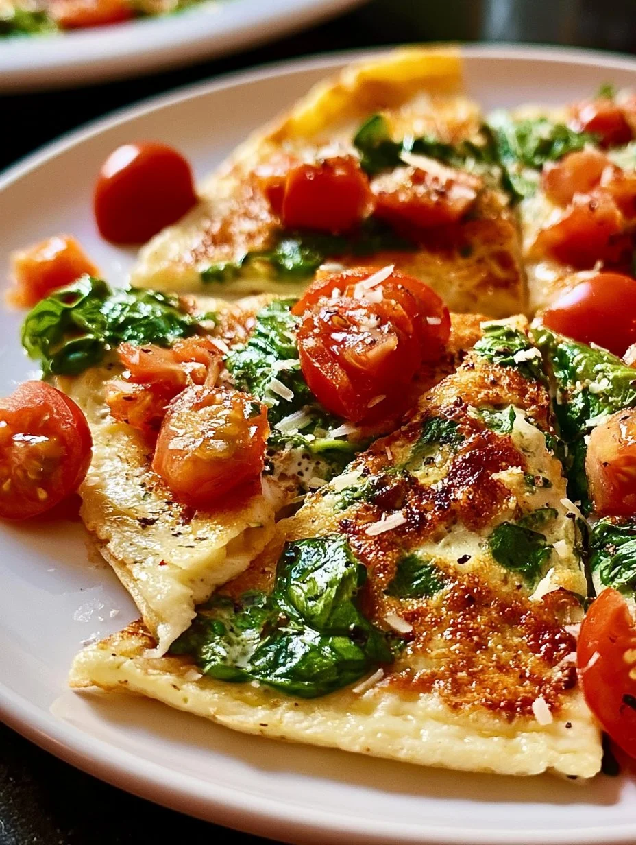 Pfannkuchen Frittata mit Spinat und Tomaten