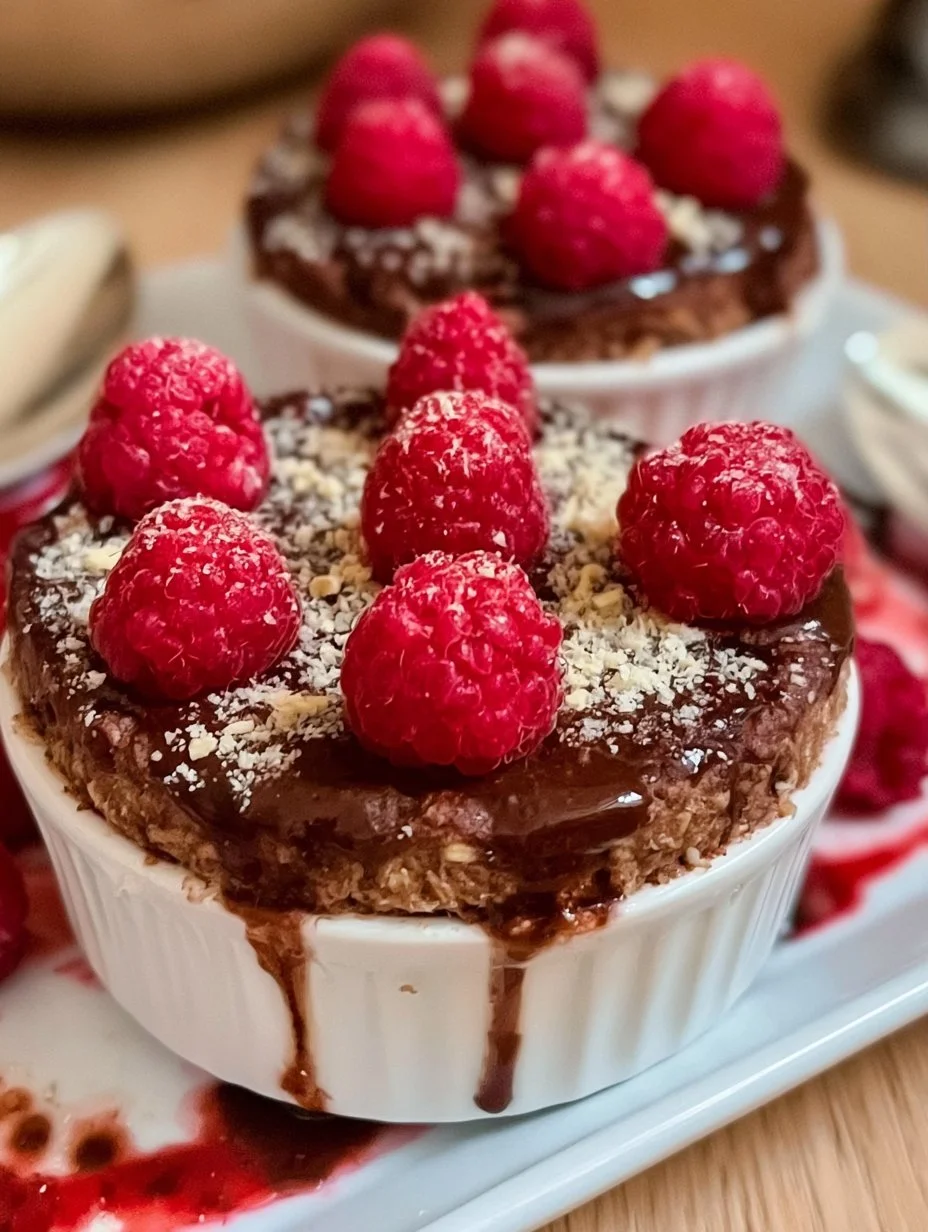 Vegane gebackene Haferflocken mit Himbeeren