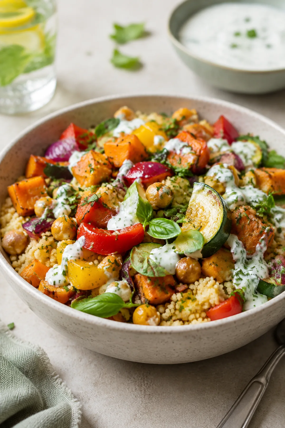 Bunte Couscous-Bowl mit Ofengemüse