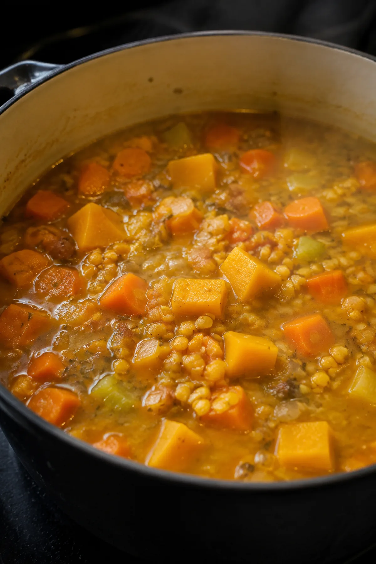 Vorbereitung für Cremige Kürbis-Linsen-Suppe mit Kokosmilch