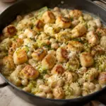 Cremige Lauch-Gnocchi-Pfanne mit weißen Bohnen – fertiges Gericht