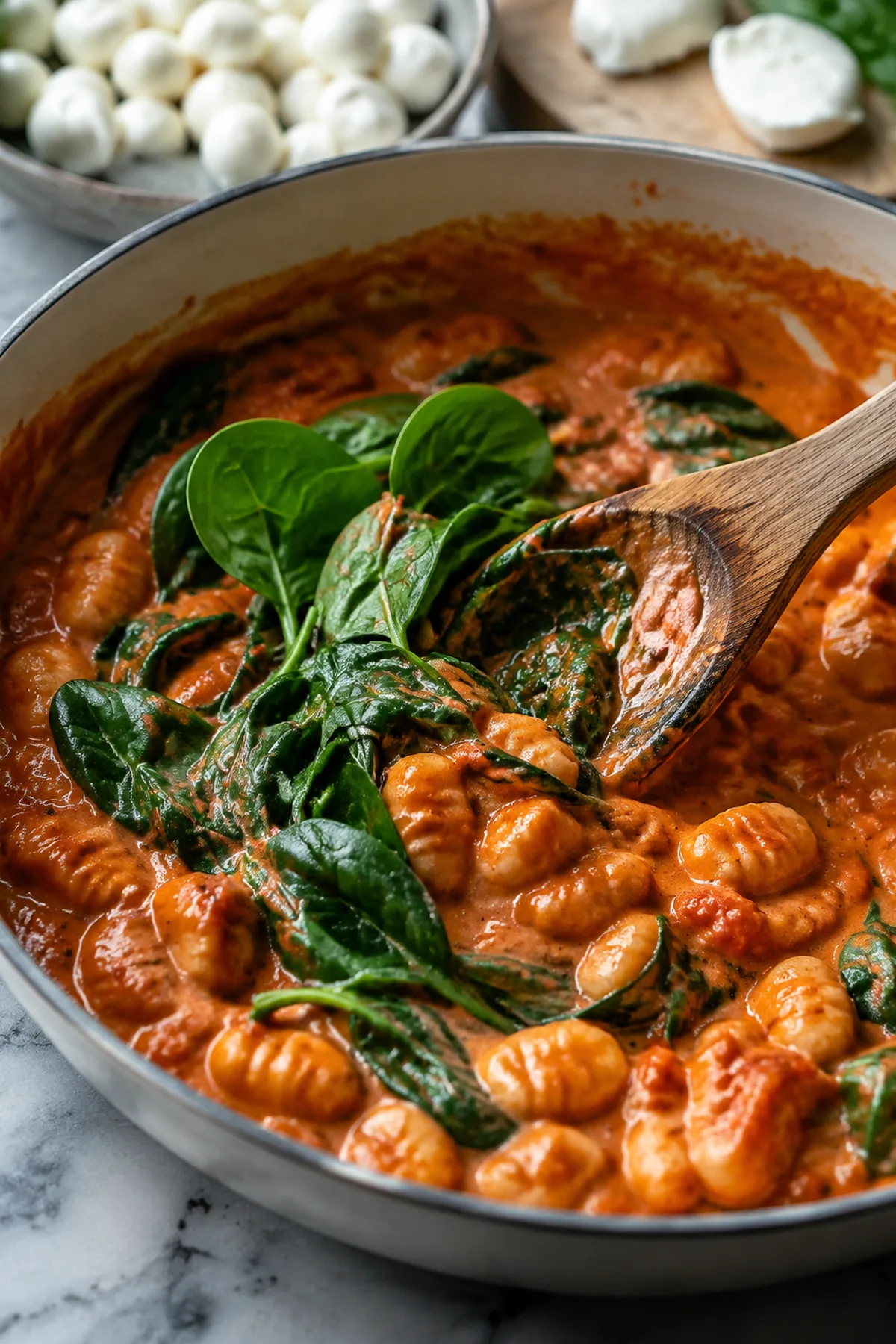 Zubereitung von Cremige Tomaten-Gnocchi aus einer Pfanne