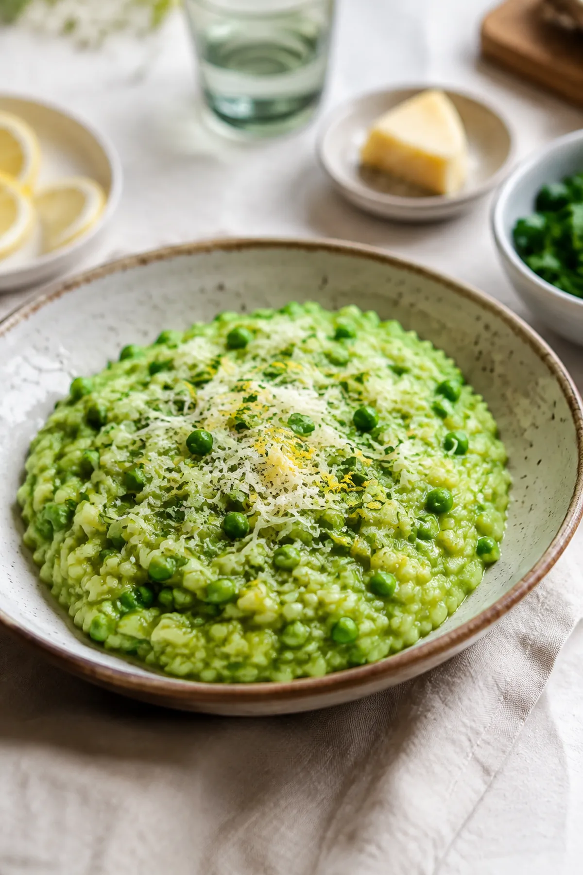 Cremiges Erbsenrisotto mit Zitrone