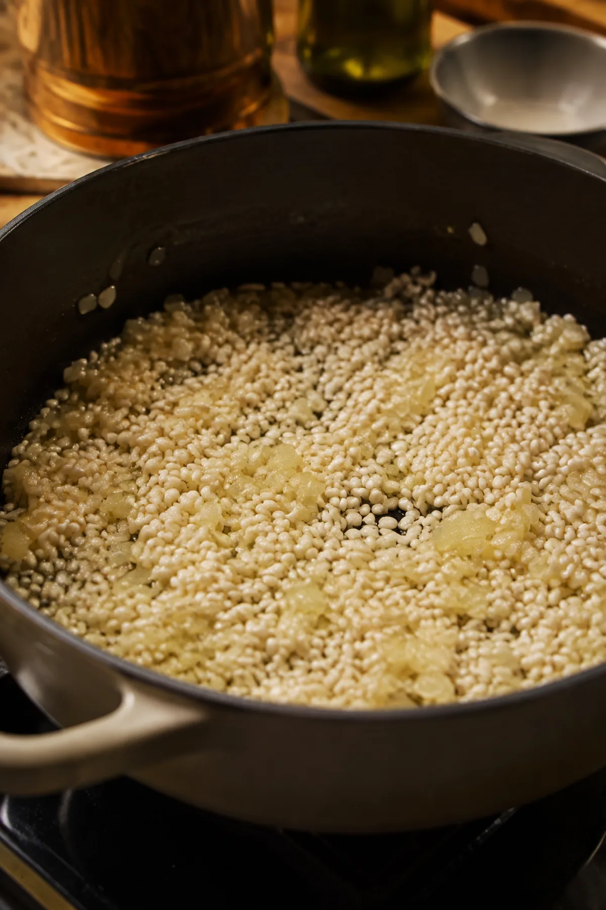 Vorbereitung für Cremiges Erbsenrisotto mit Zitrone