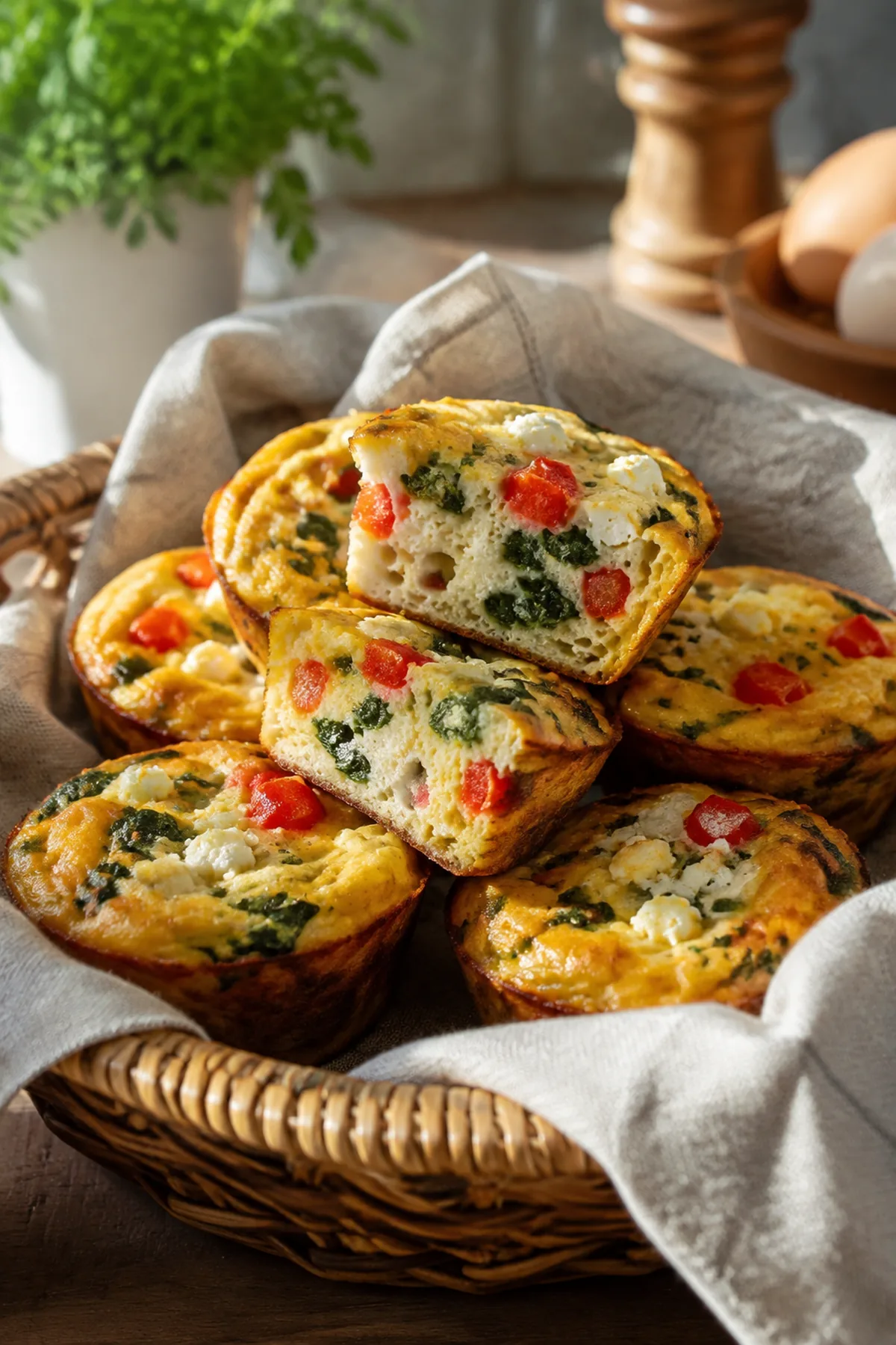 Herzhafte Frühstücks-Muffins mit Spinat und Feta
