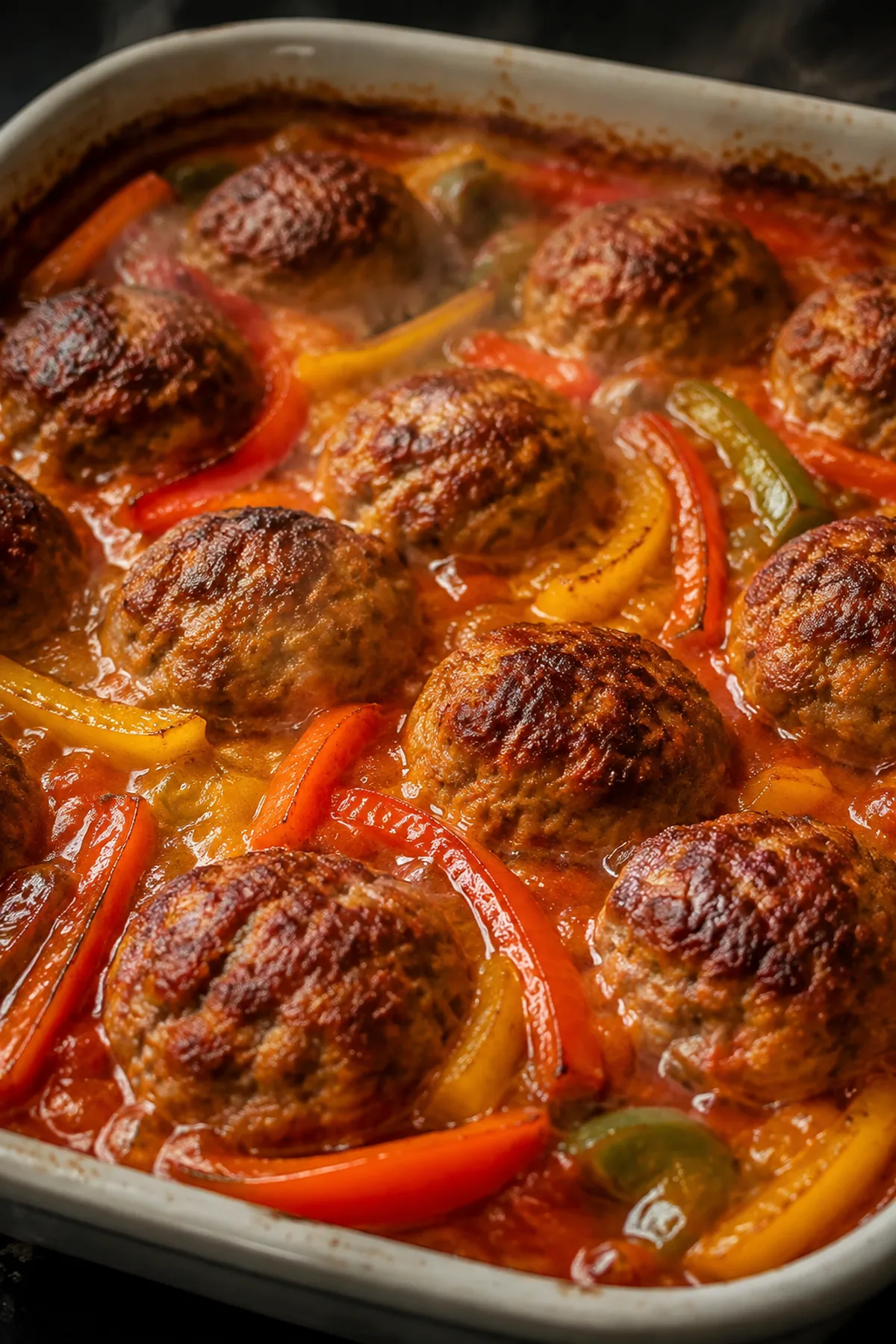 Zubereitung von Paprika-Hackbällchen aus dem Ofen mit Kräuterreis