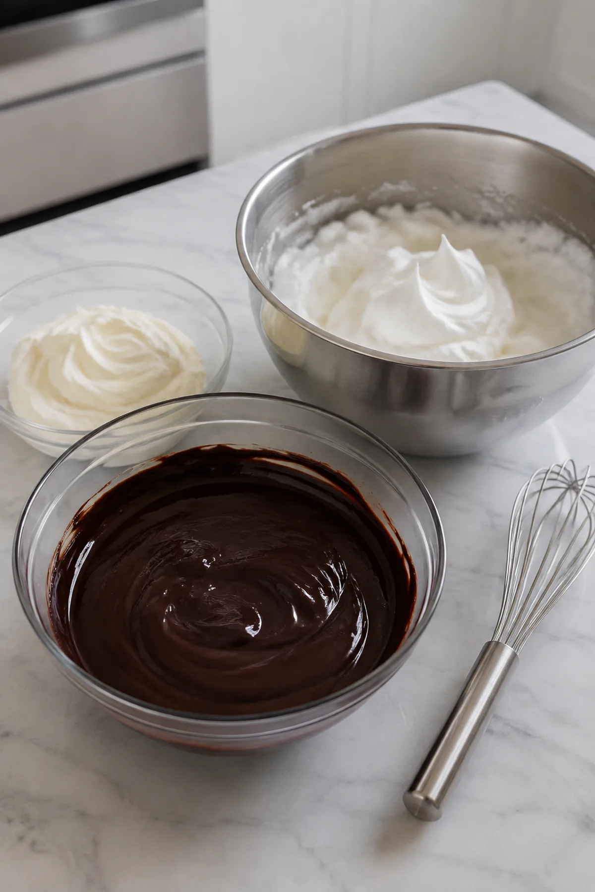 Vorbereitung für Schoko-Kirsch-Mousse im Glas
