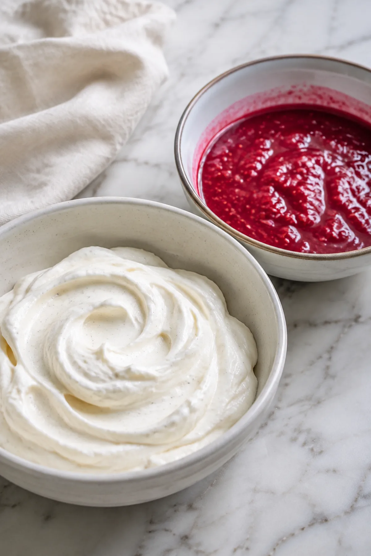 Zubereitung von Vanille-Himbeer-Creme im Glas